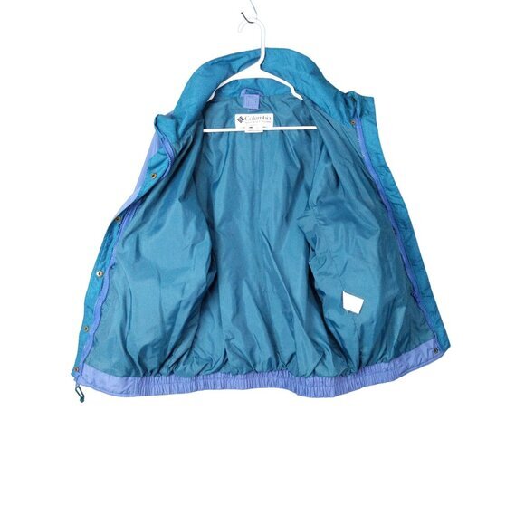 VNTG COLUMBIA Womens Bugaboo Jacket SZ L Zip Snap Button Windbreaker Collar Blue - Picture 3 of 13